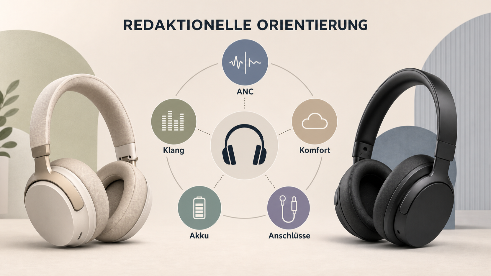 Redaktionelle Illustration zu Sony WH-1000XM6 vs. Bose QuietComfort Ultra 2: ANC, Komfort, Akku und Anschlüsse